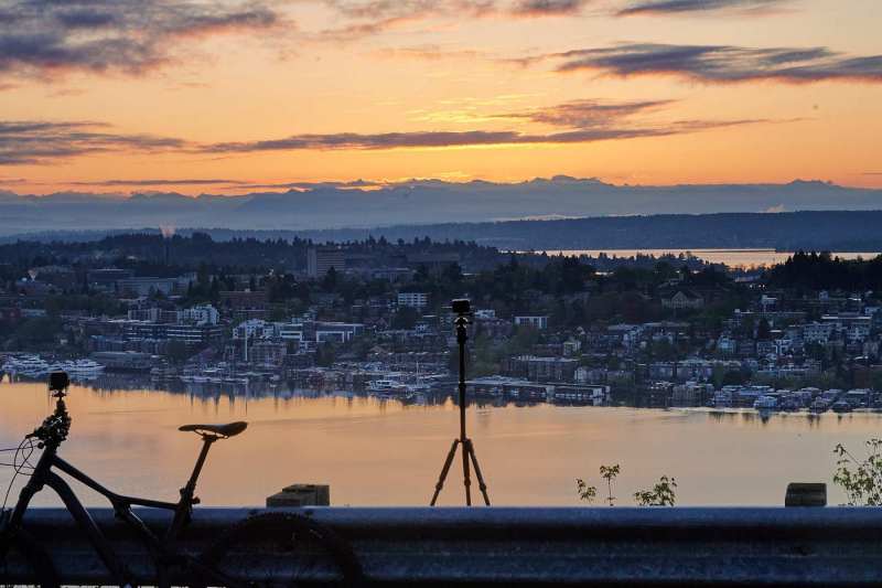 A gopro recording sunrise from Queen Anne in Seattle