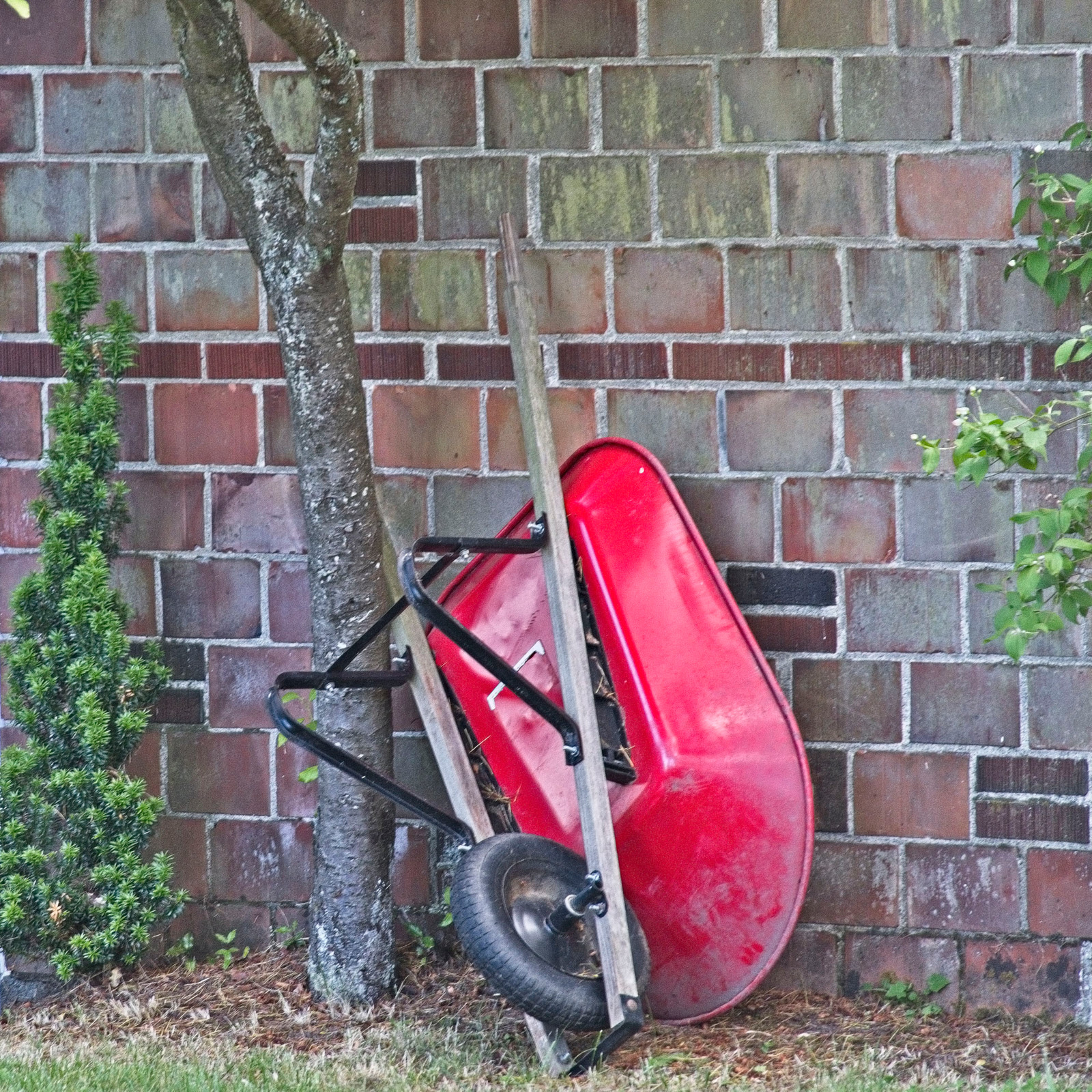 a red wheel barrow